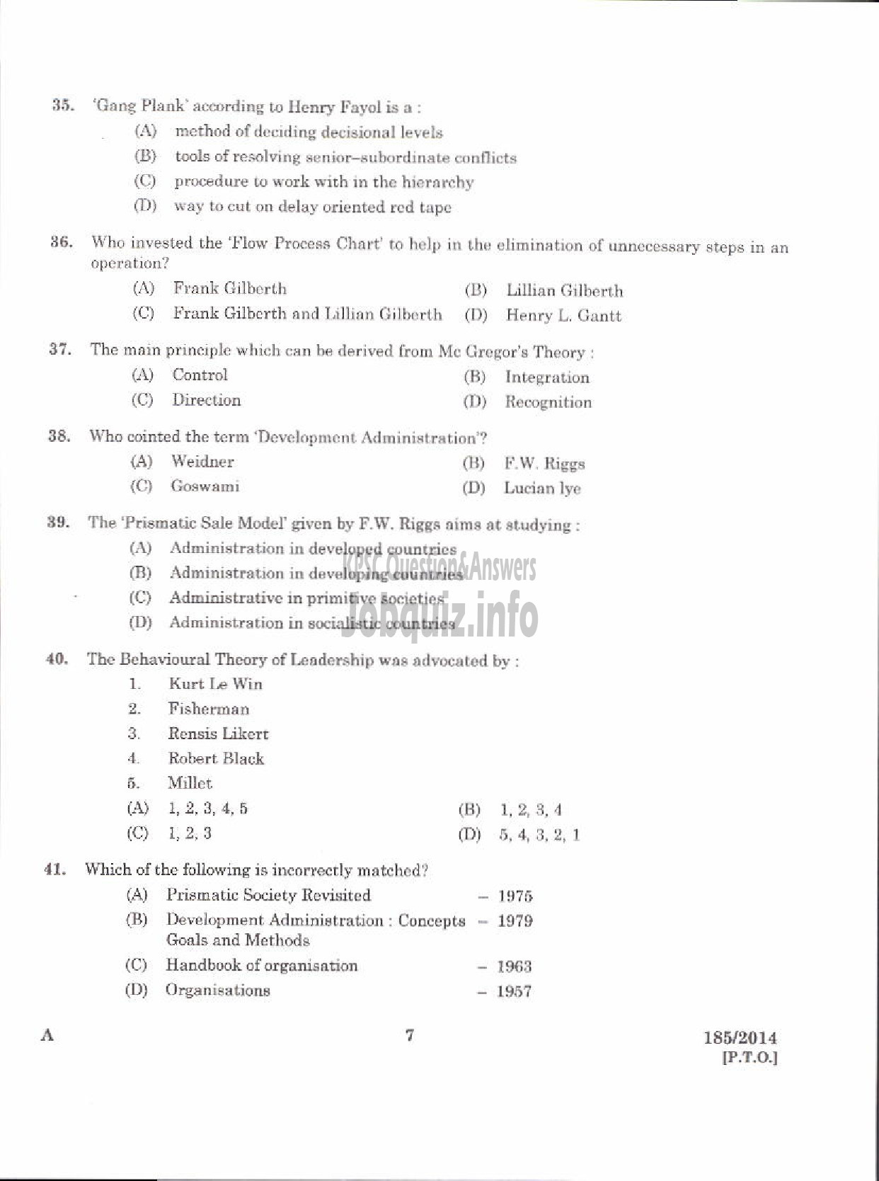 Kerala PSC Question Paper - LR IN PUBLIC ADMINISTRATION KERALA COLLEGIATE EDUCATION-5