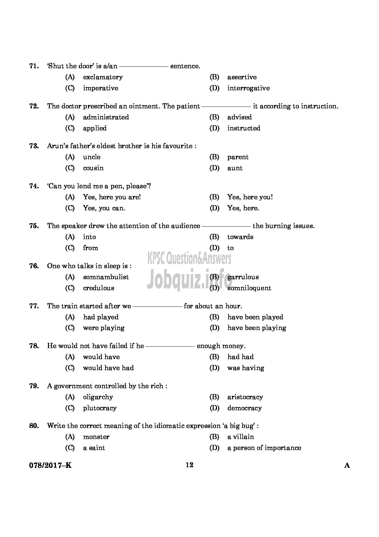 Kerala PSC Question Paper - L D CLERK VARIOUS ERNAKULAM KANNUR KANNADA-10