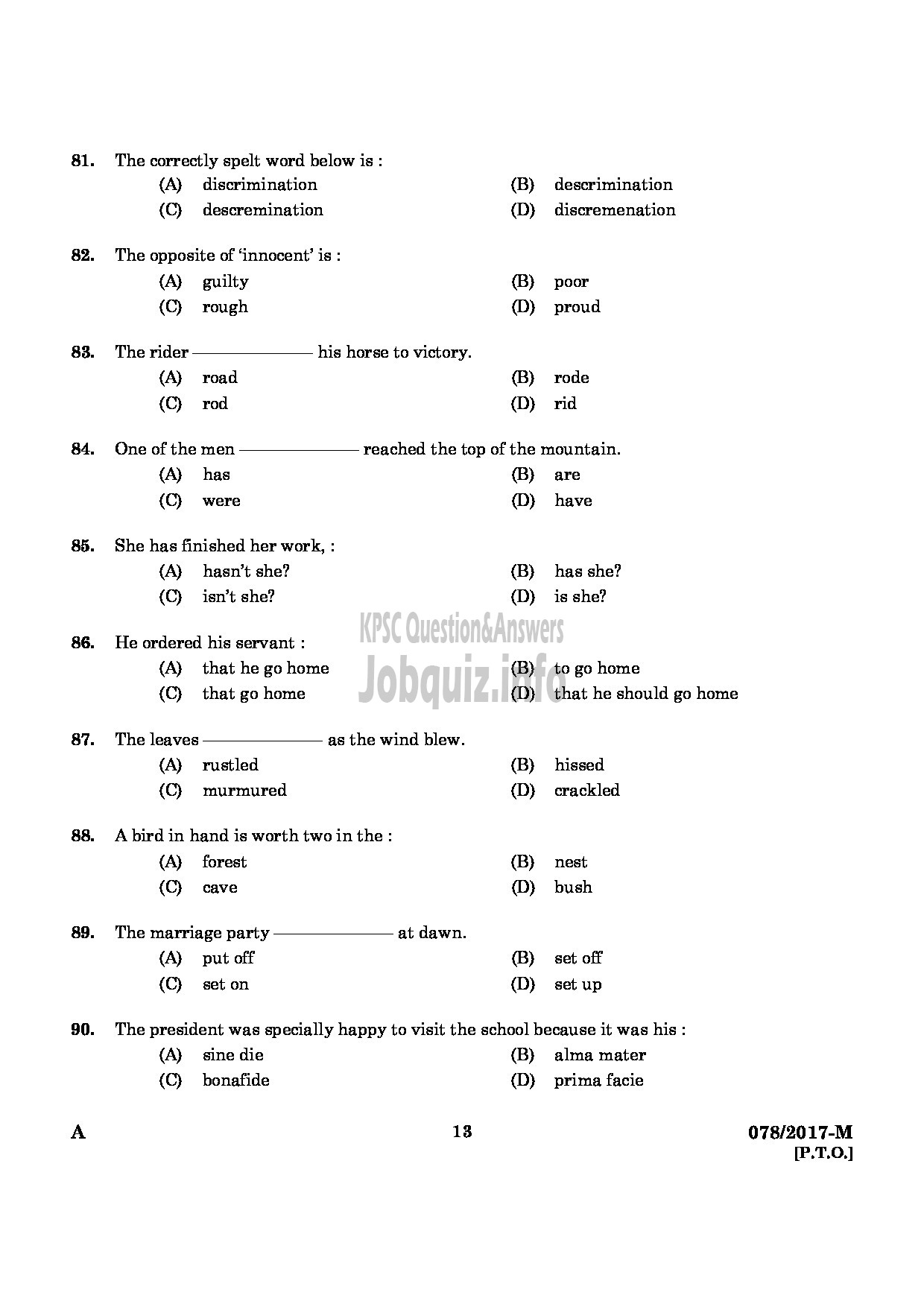 Kerala PSC Question Paper - L D CLERK VARIOUS ERNAKULAM KANNUR QUESTION PAPER (MALAYALAM)-11