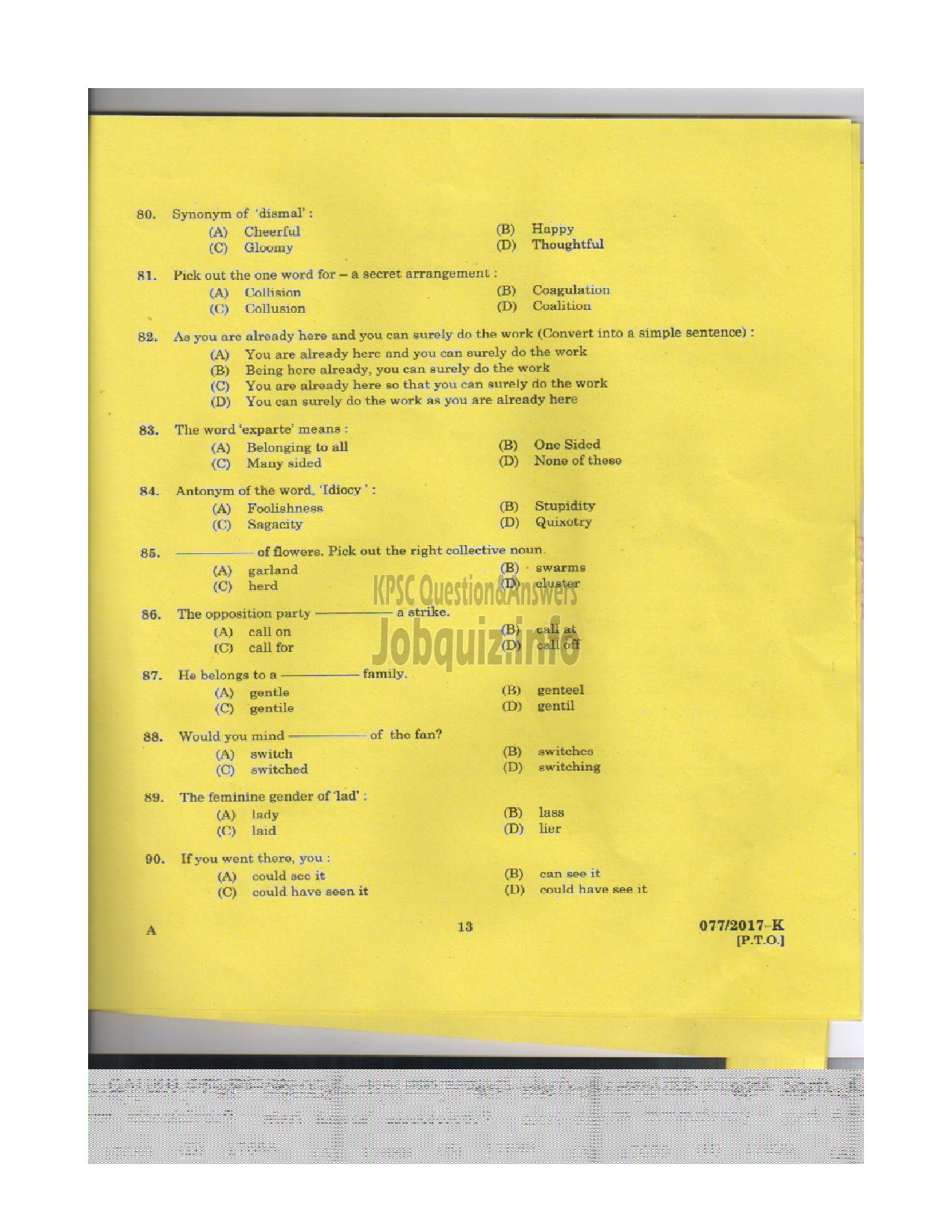 Kerala PSC Question Paper - L D CLERK VARIOUS KOLLAM THRISSUR KASARGOD QUESTION PAPER(KANNADA)-11