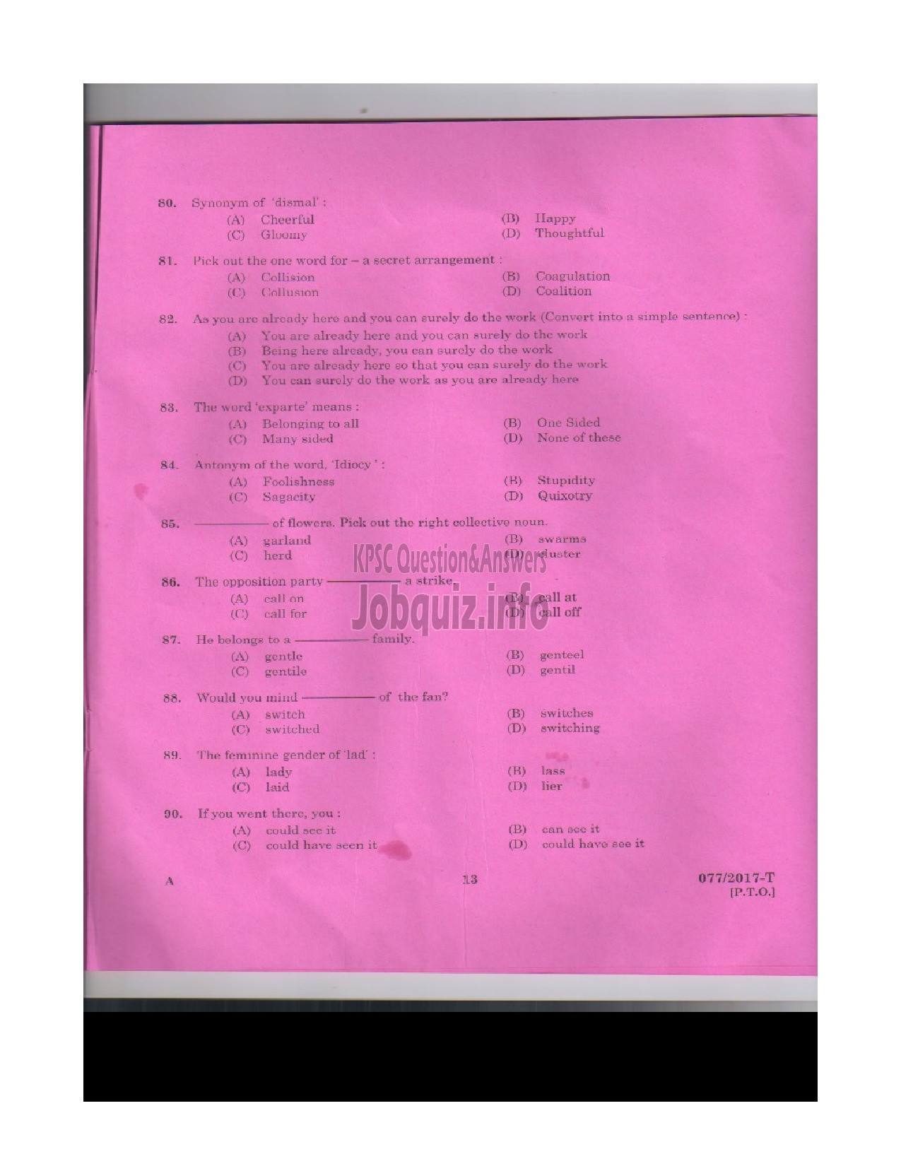 Kerala PSC Question Paper - L D CLERK VARIOUS KOLLAM THRISSUR KASARGOD QUESTION PAPER(TAMIL)-11