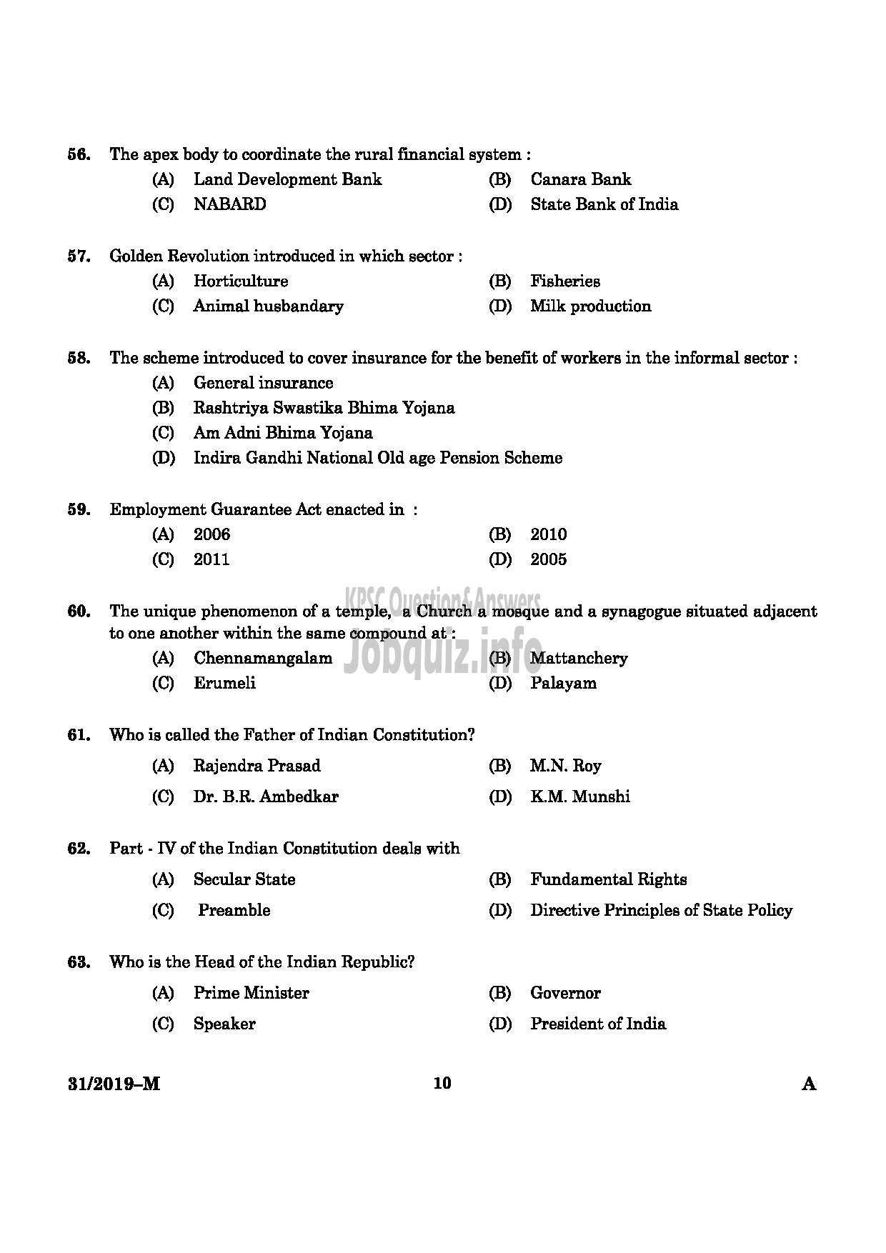 Kerala PSC Question Paper - L.D.Clerk (By Transfer) Kerala Water Authority-8