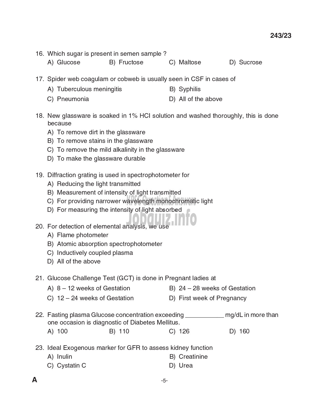 Kerala PSC Question Paper - Laboratory Attender-5