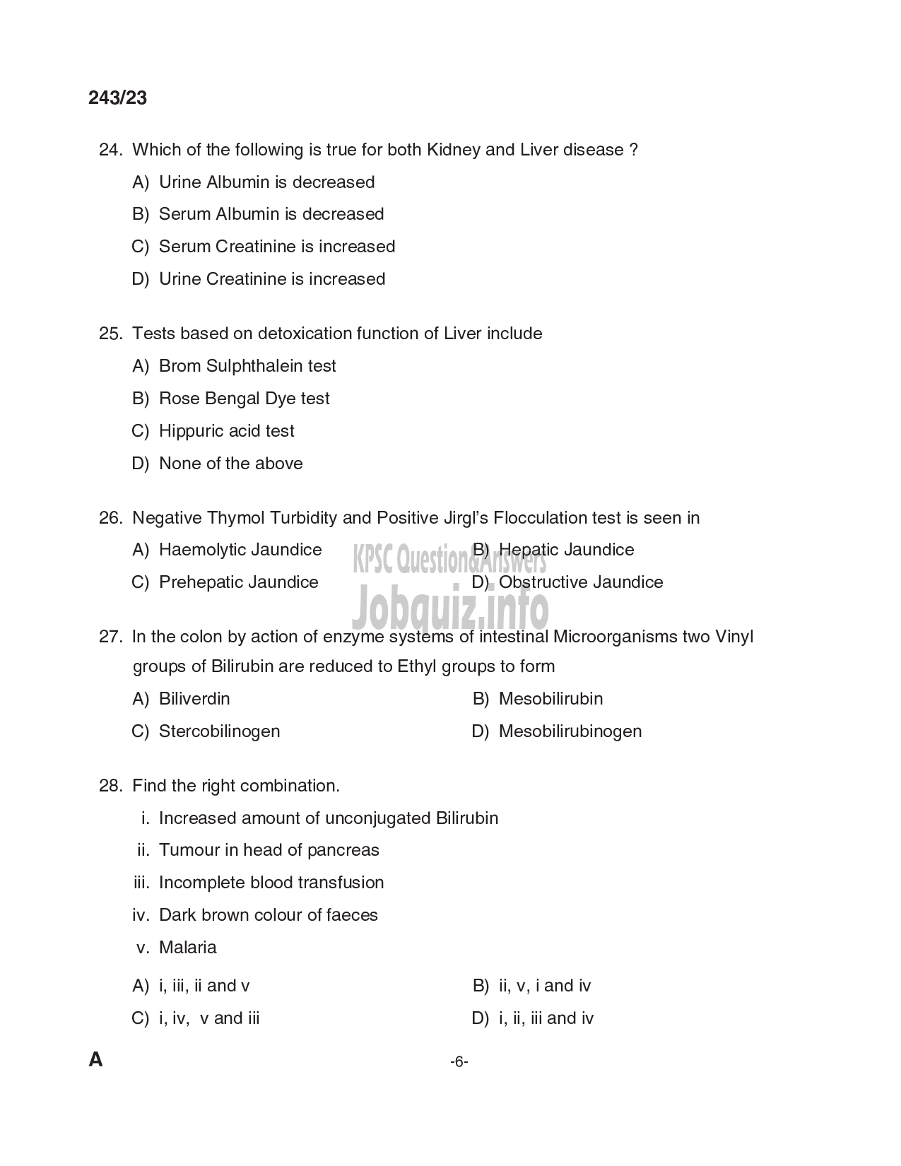 Kerala PSC Question Paper - Laboratory Attender-6