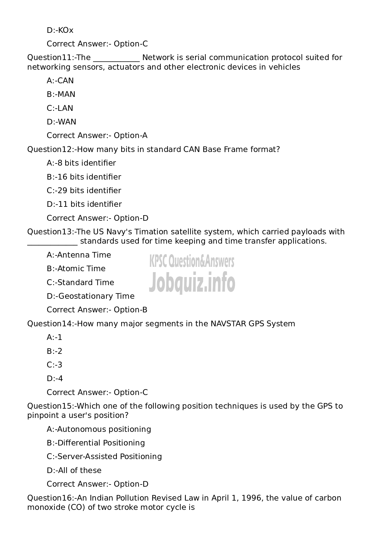 Kerala PSC Question Paper - Lecturer in Automobile Engineering-3