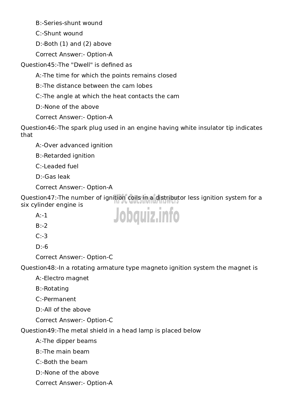 Kerala PSC Question Paper - Lecturer in Automobile Engineering-9