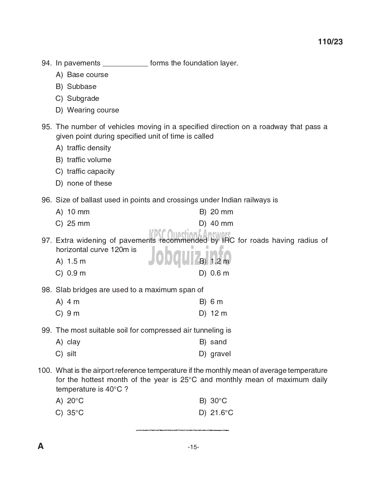 Kerala PSC Question Paper - Lecturer in Civil Engineering-15