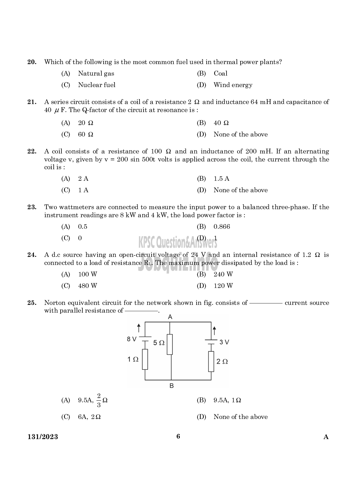 Kerala PSC Question Paper - Lecturer in Electrical and Electronics Engineering TechnicalEducation (Polytechnics)-4