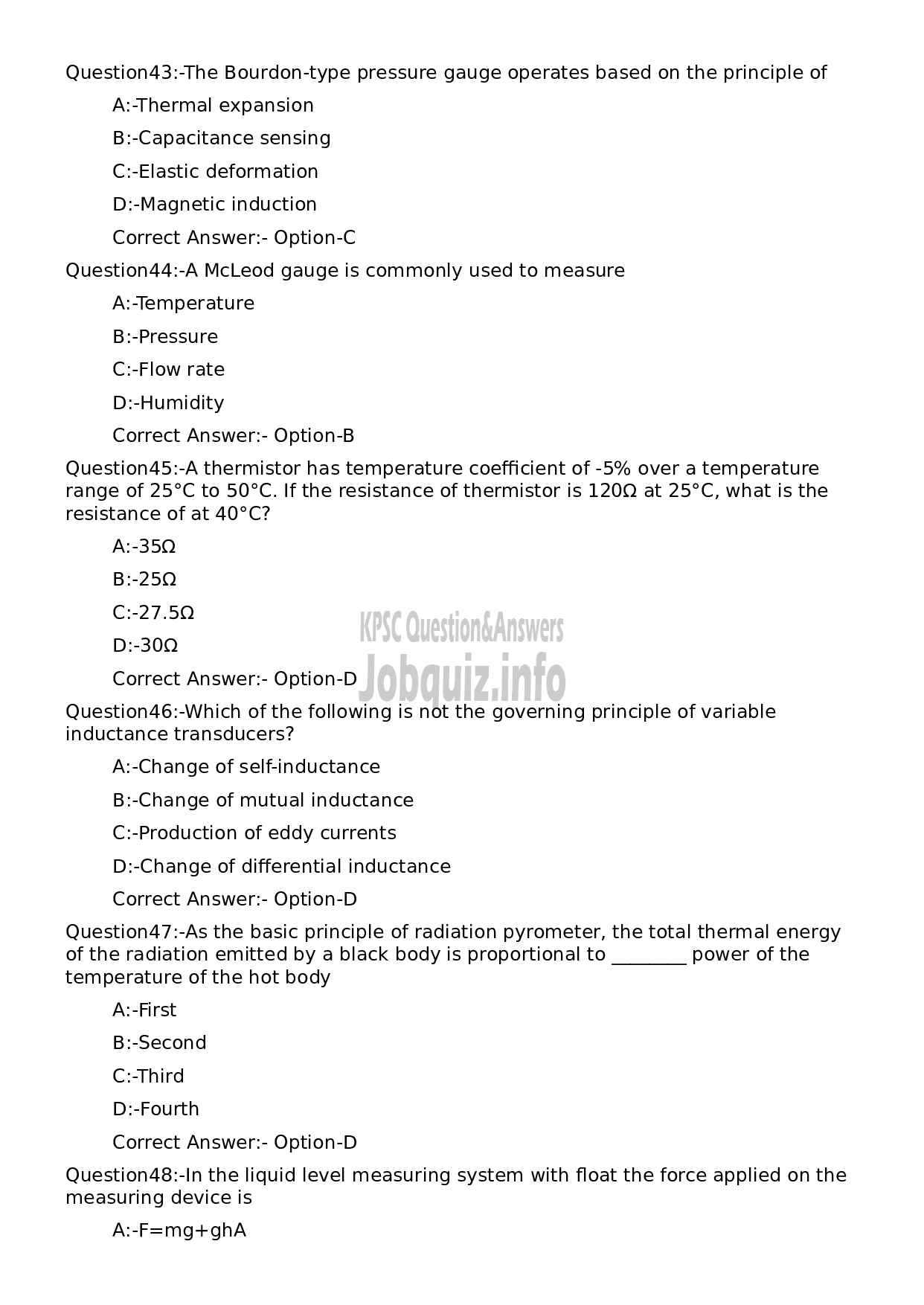 Kerala PSC Question Paper - Lecturer in Electronics and Instrumentation (Polytechnics)-9