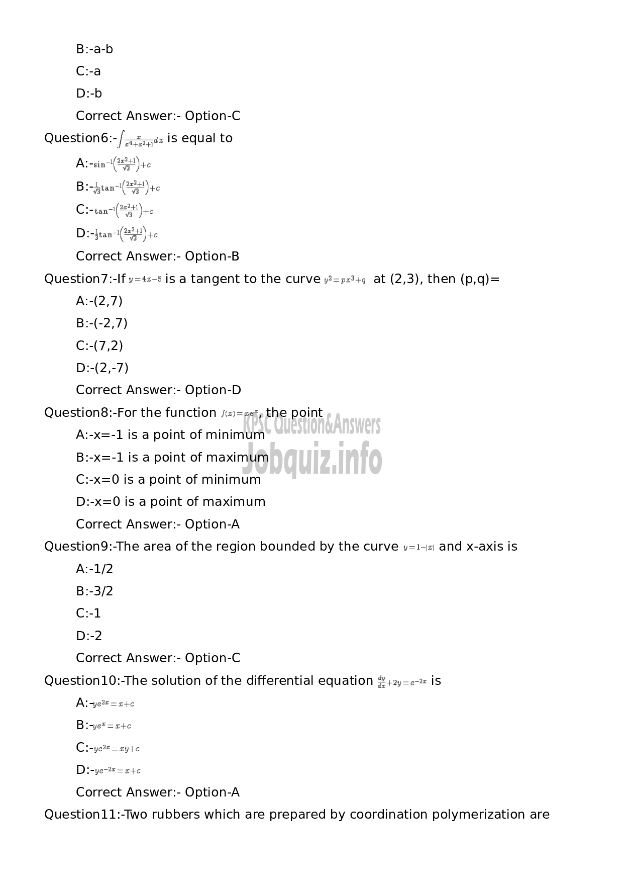 Kerala PSC Question Paper - Lecturer in Polymer Technology (Polytechnics)-2