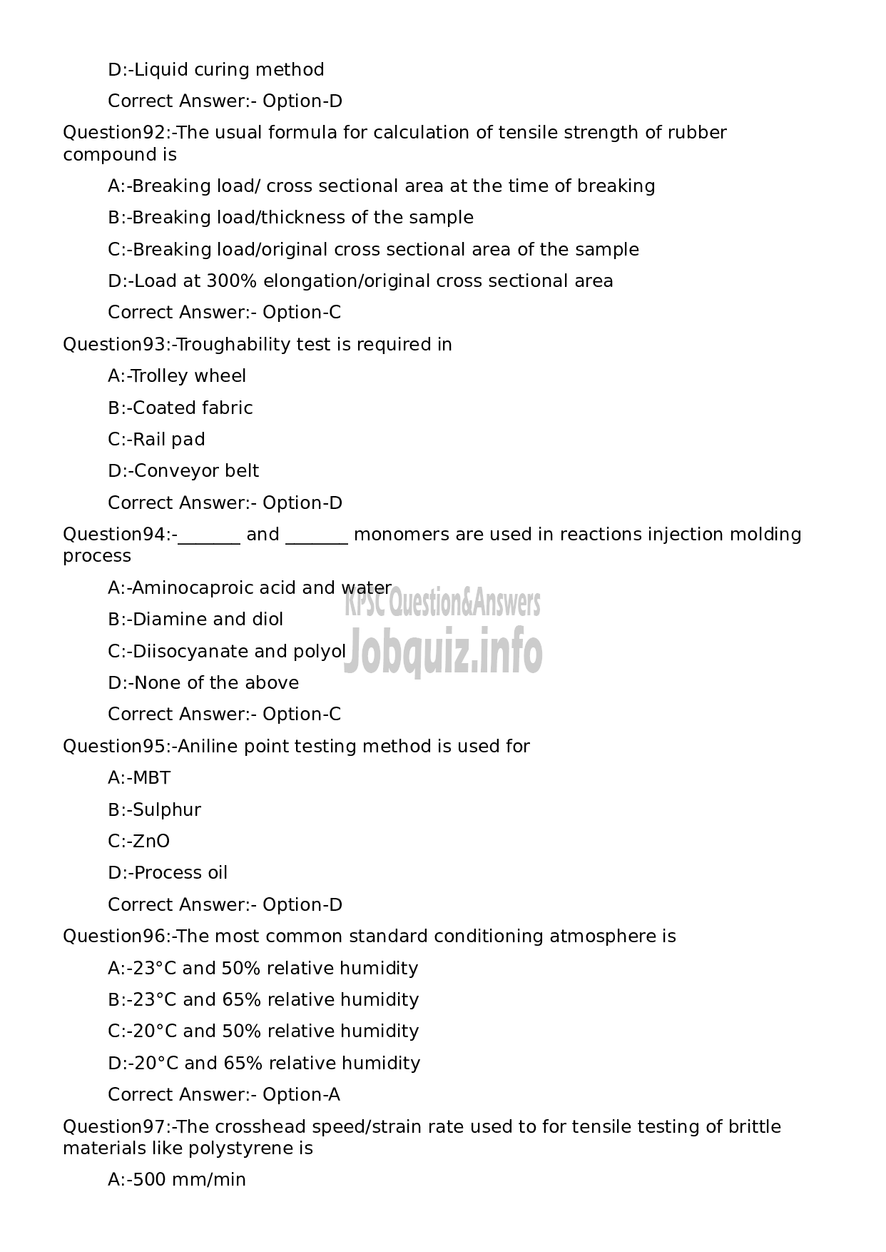 Kerala PSC Question Paper - Lecturer in Polymer Technology (Polytechnics)-17