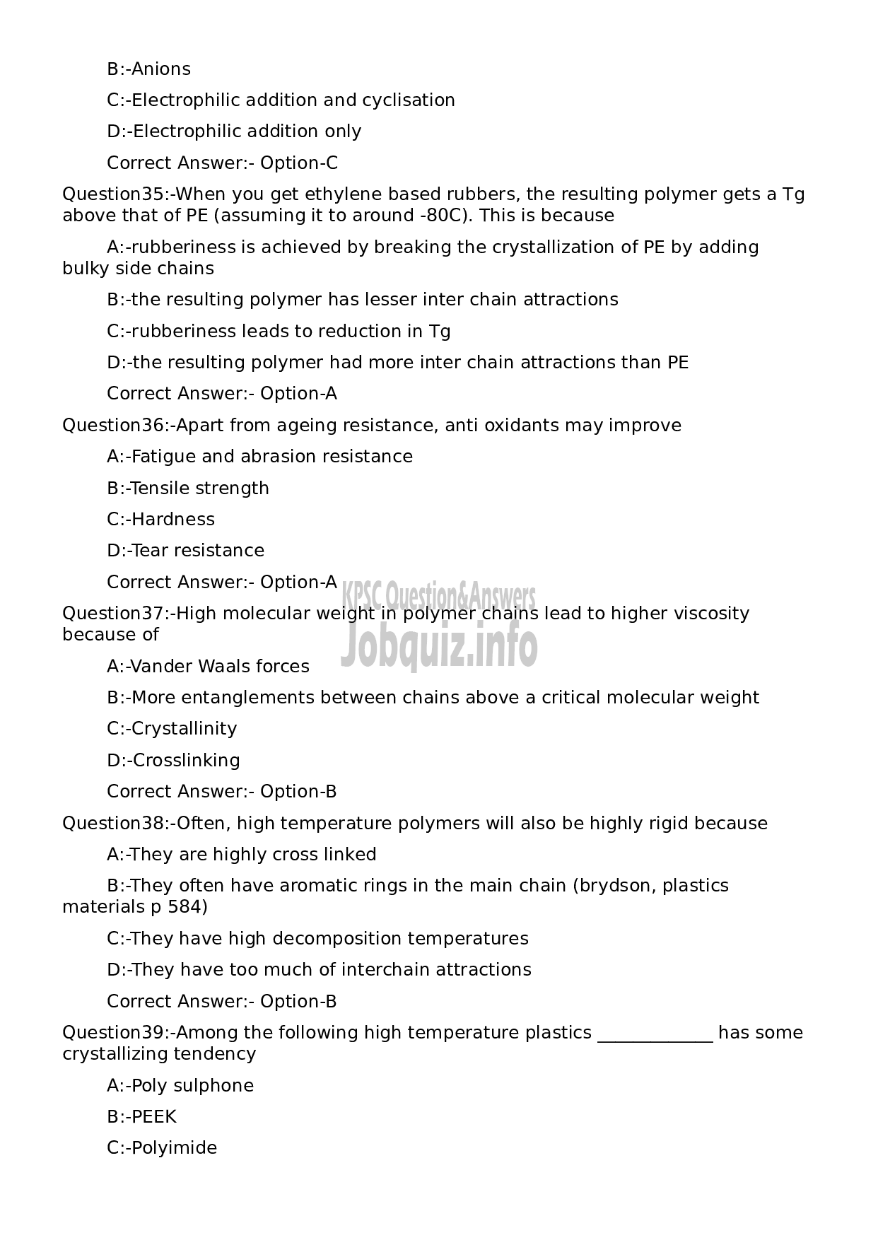 Kerala PSC Question Paper - Lecturer in Polymer Technology (Polytechnics)-7