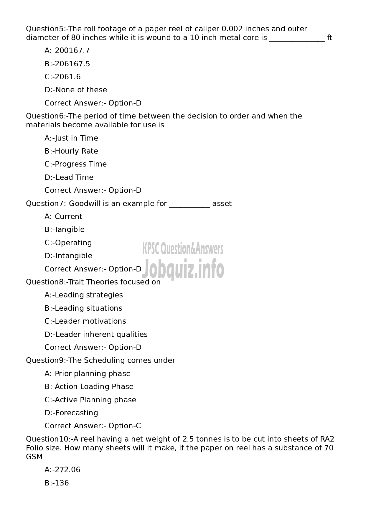 Kerala PSC Question Paper - Lecturer in Printing Technology-2