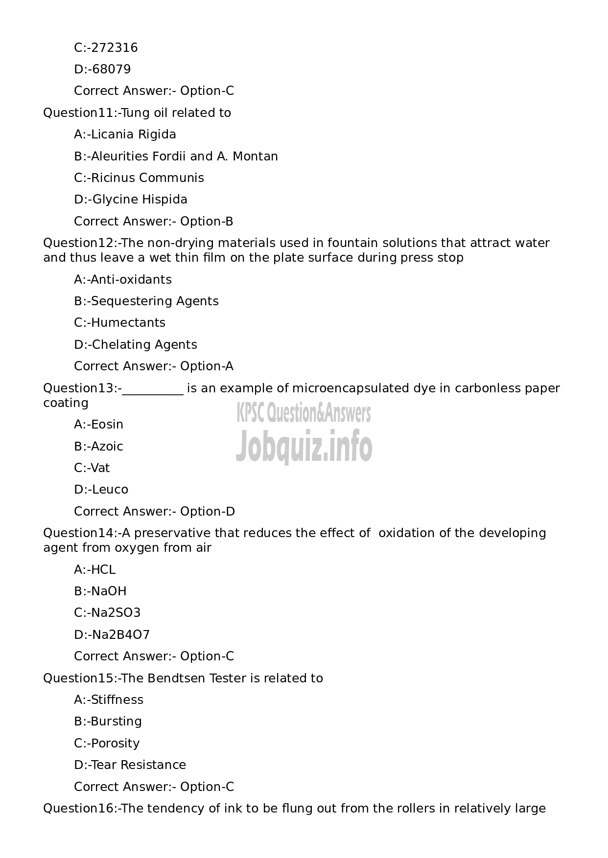 Kerala PSC Question Paper - Lecturer in Printing Technology-3