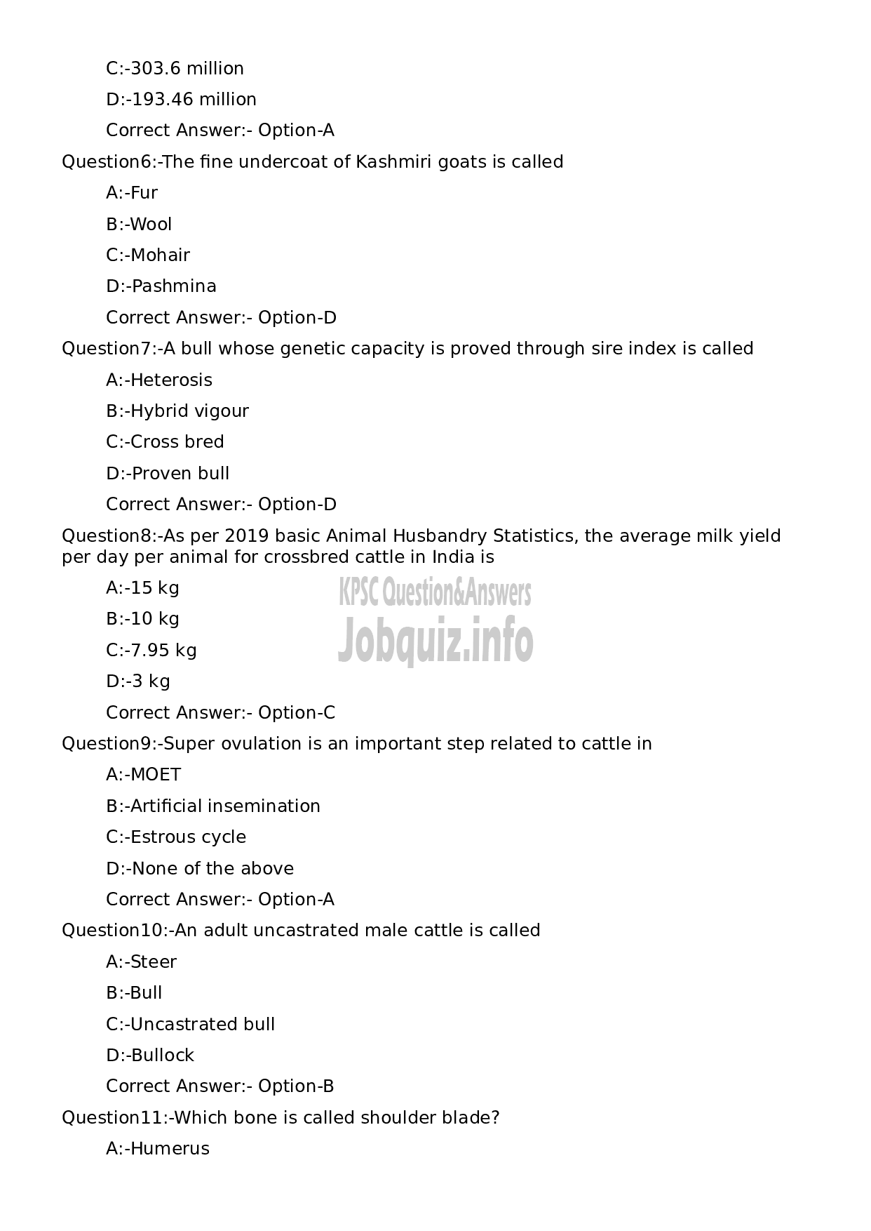 Kerala PSC Question Paper - Livestock Inspector Gr II/ Poultry Assistant/ Milk Recorder etc (Supplimentary Examination)-2