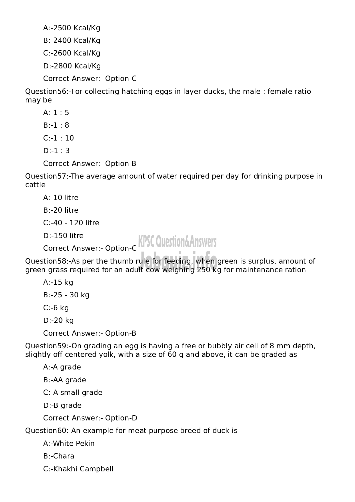 Kerala PSC Question Paper - Livestock Inspector Gr II/ Poultry Assistant/ Milk Recorder etc (Supplimentary Examination)-11