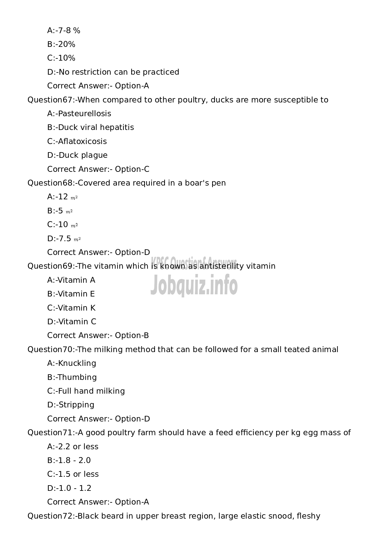 Kerala PSC Question Paper - Livestock Inspector Gr II/ Poultry Assistant/ Milk Recorder etc (Supplimentary Examination)-13