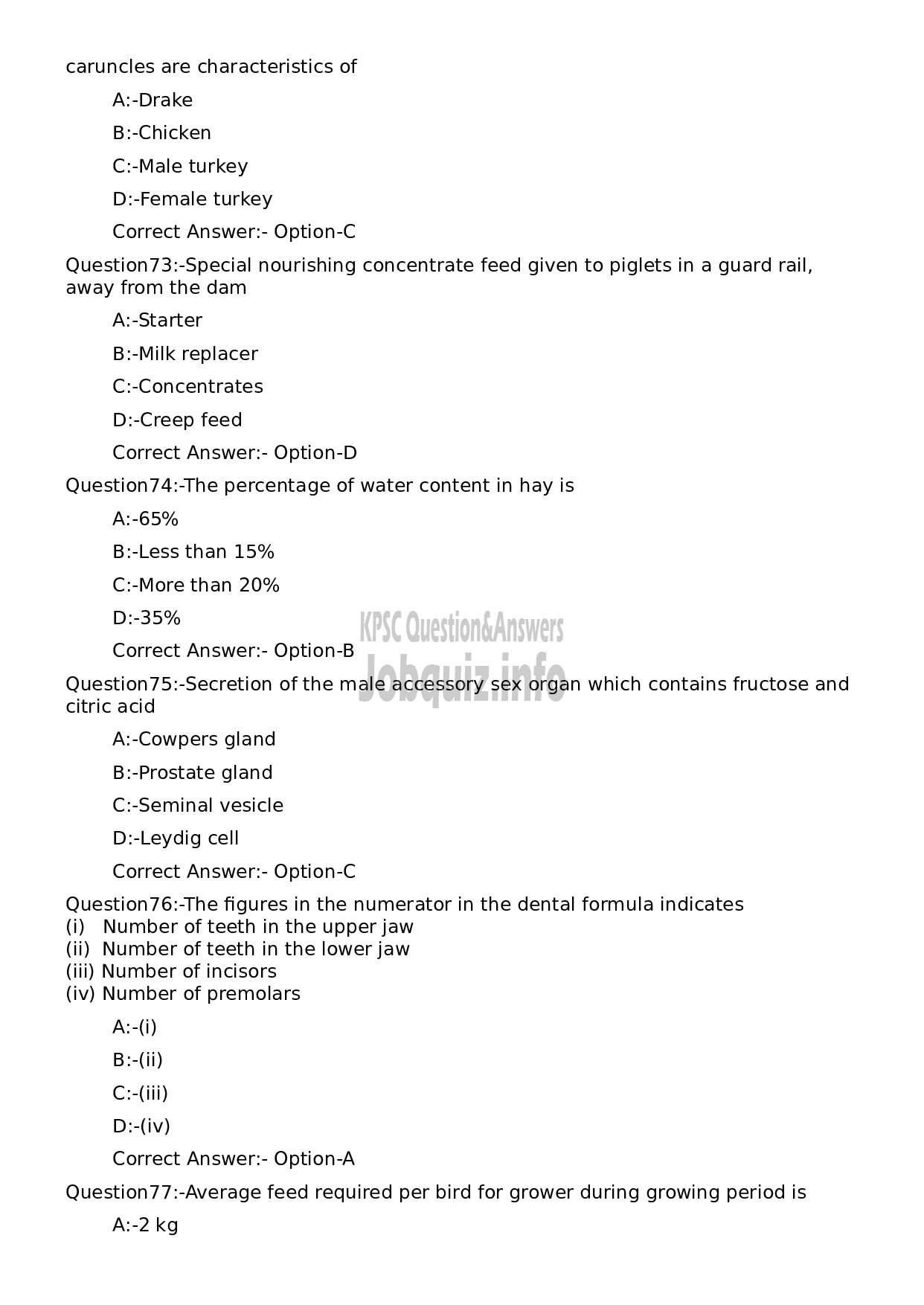 Kerala PSC Question Paper - Livestock Inspector Gr II/ Poultry Assistant/ Milk Recorder etc (Supplimentary Examination)-14