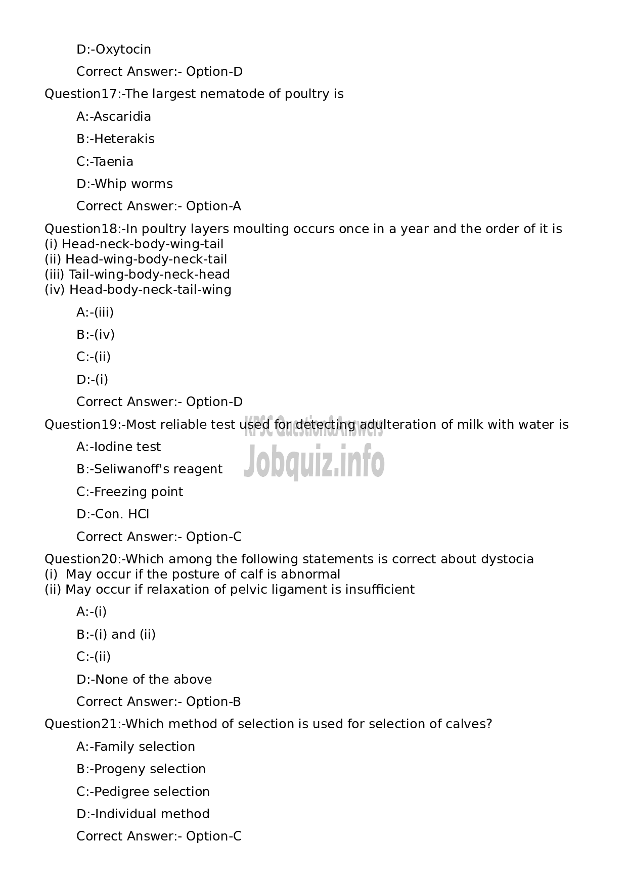 Kerala PSC Question Paper - Livestock Inspector Gr II/ Poultry Assistant/ Milk Recorder etc (Supplimentary Examination)-4