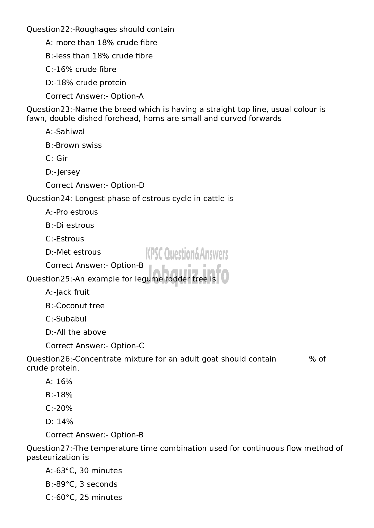 Kerala PSC Question Paper - Livestock Inspector Gr II/ Poultry Assistant/ Milk Recorder etc (Supplimentary Examination)-5