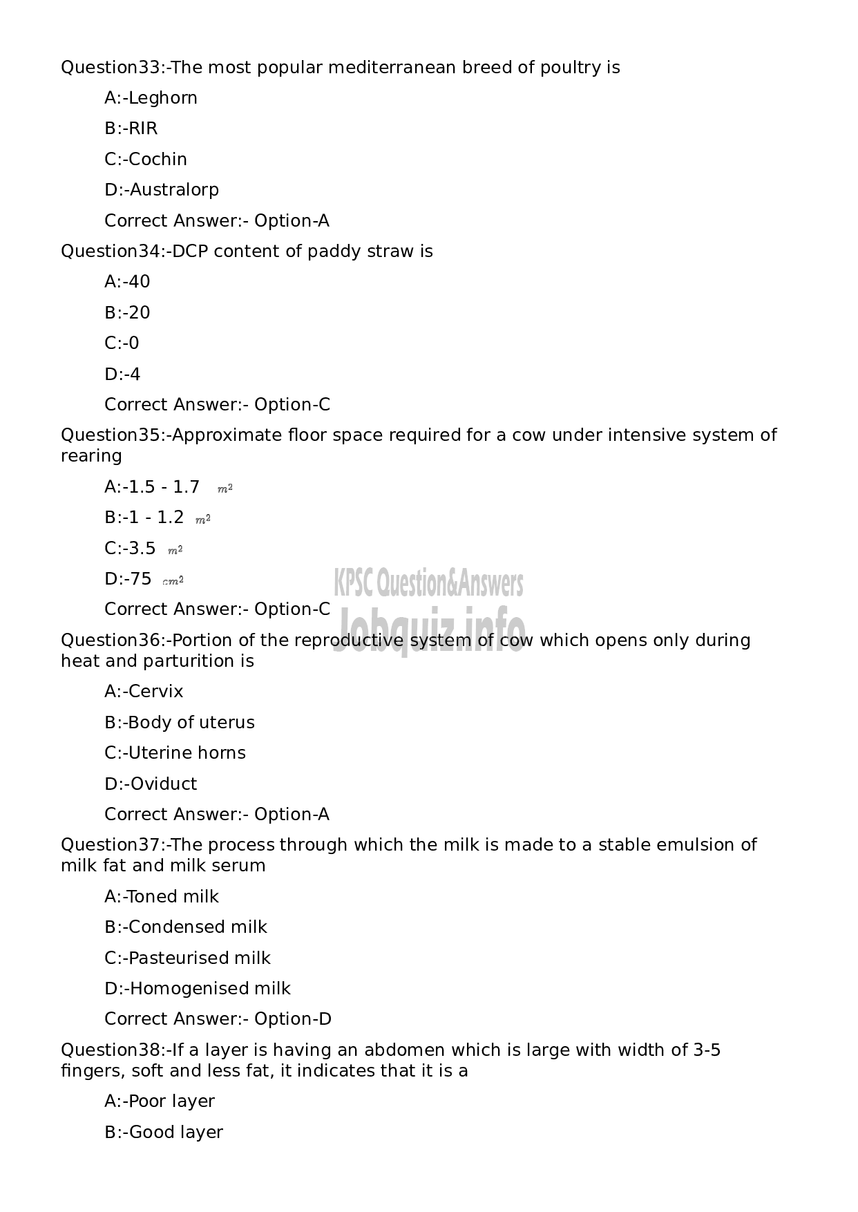 Kerala PSC Question Paper - Livestock Inspector Gr II/ Poultry Assistant/ Milk Recorder etc (Supplimentary Examination)-7