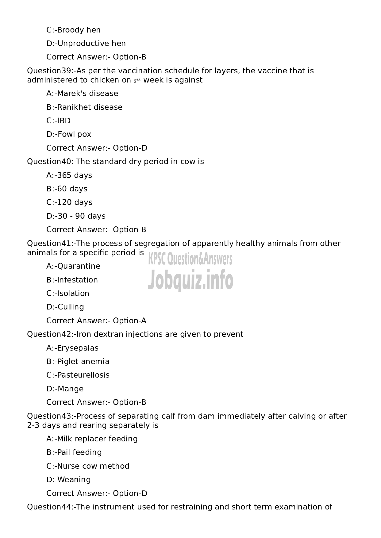 Kerala PSC Question Paper - Livestock Inspector Gr II/ Poultry Assistant/ Milk Recorder etc (Supplimentary Examination)-8