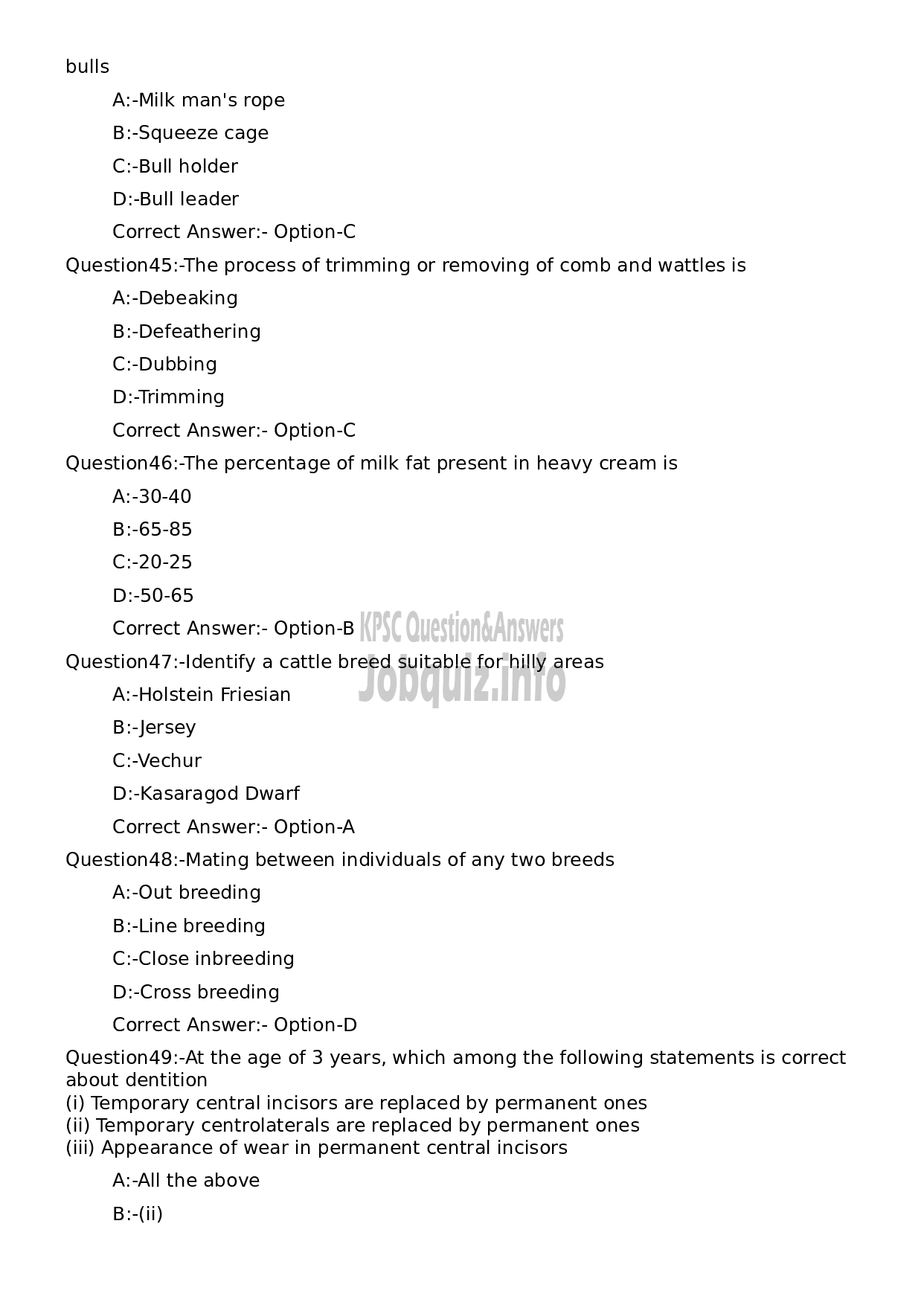 Kerala PSC Question Paper - Livestock Inspector Gr II/ Poultry Assistant/ Milk Recorder etc (Supplimentary Examination)-9