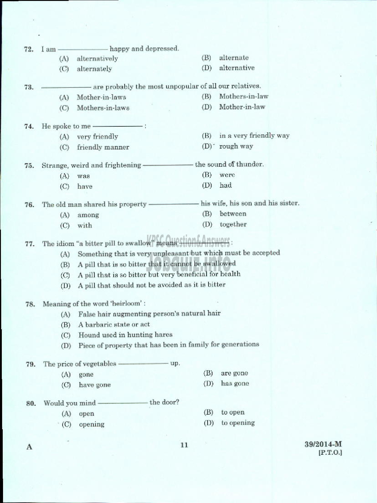 Kerala PSC Question Paper - MALE WARDER NCA VISWAKARMA SIUC N AI LC THRISSUR UNIT ( Malayalam ) -9