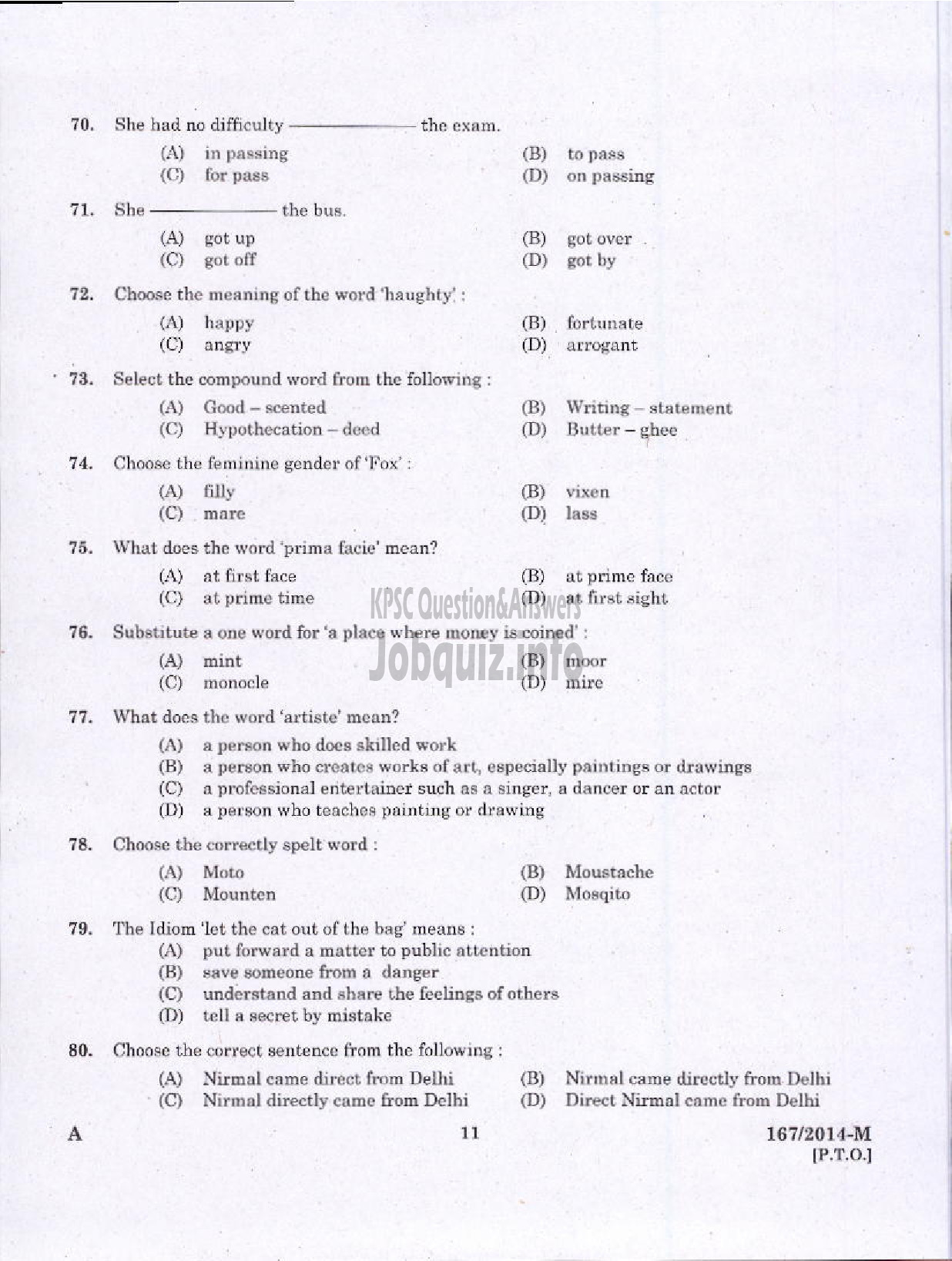 Kerala PSC Question Paper - MALE WARDER SR FOR SC AND ST AND ST JAILS TVM TSR KNR UNITS ( Malayalam ) -9