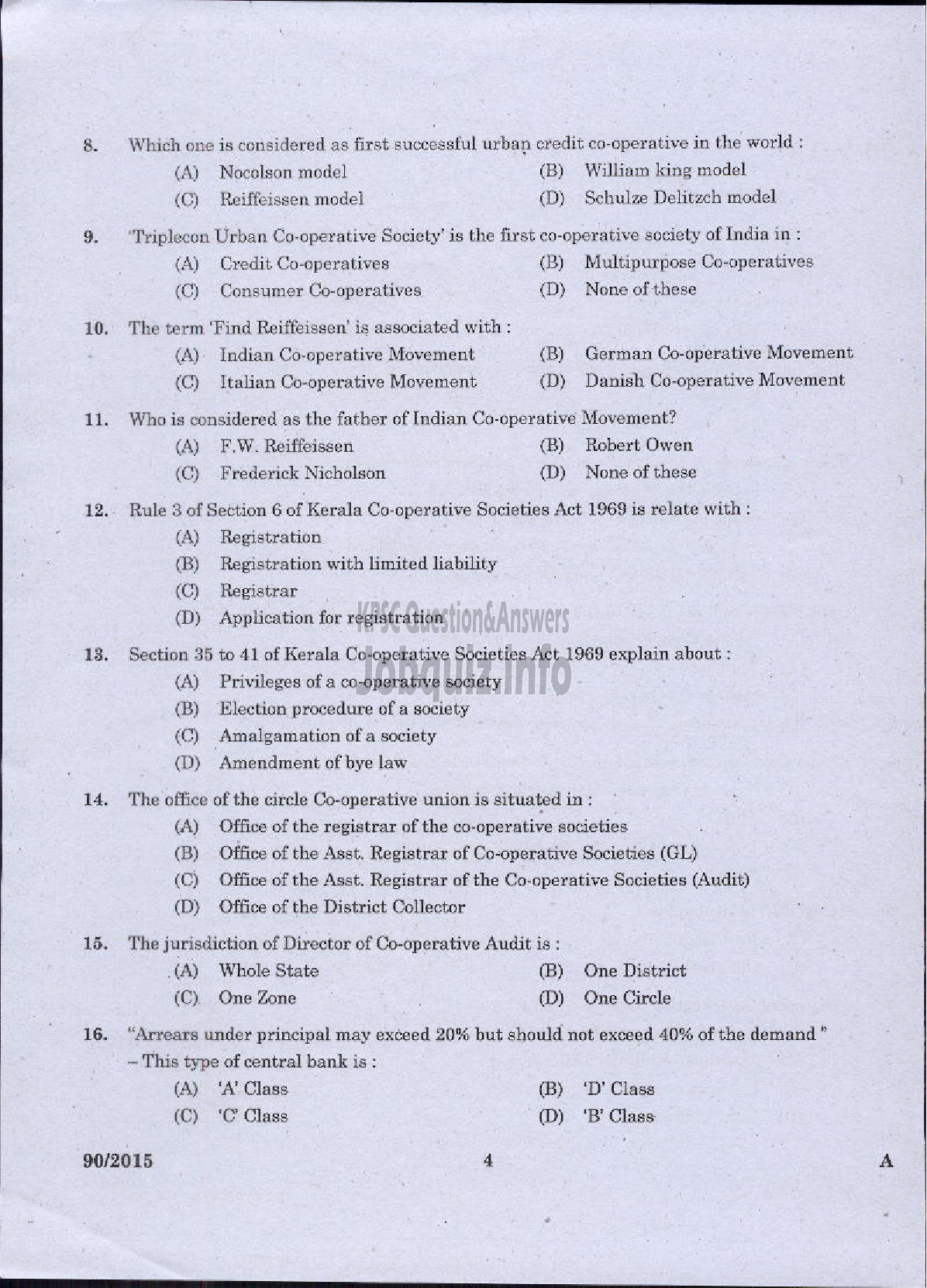 Kerala PSC Question Paper - MANAGER GR.II GRL CATEGORY APEX SOCIETIES OF CO OPERATIVE SECTOR IN KERALA / MANAGER GR.II SOCIETY CATEGORY KERALA STATE CO OPERATIVE CONSUMERS FEDERATION-2