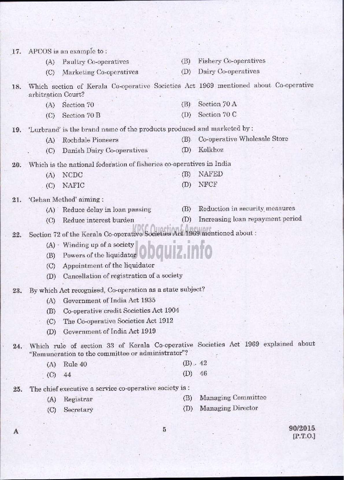 Kerala PSC Question Paper - MANAGER GR.II GRL CATEGORY APEX SOCIETIES OF CO OPERATIVE SECTOR IN KERALA / MANAGER GR.II SOCIETY CATEGORY KERALA STATE CO OPERATIVE CONSUMERS FEDERATION-3