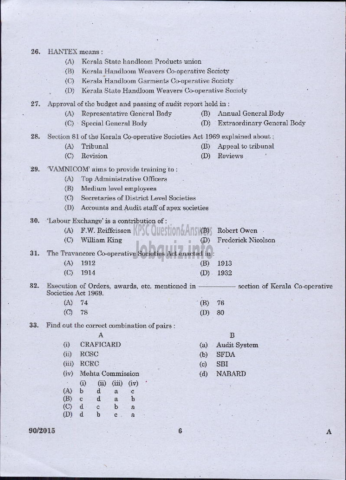 Kerala PSC Question Paper - MANAGER GR.II GRL CATEGORY APEX SOCIETIES OF CO OPERATIVE SECTOR IN KERALA / MANAGER GR.II SOCIETY CATEGORY KERALA STATE CO OPERATIVE CONSUMERS FEDERATION-4