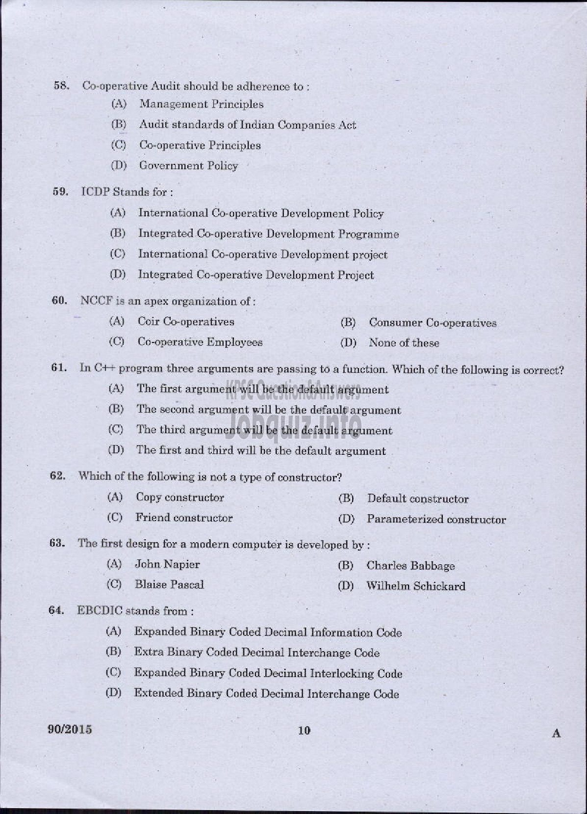 Kerala PSC Question Paper - MANAGER GR.II GRL CATEGORY APEX SOCIETIES OF CO OPERATIVE SECTOR IN KERALA / MANAGER GR.II SOCIETY CATEGORY KERALA STATE CO OPERATIVE CONSUMERS FEDERATION-8