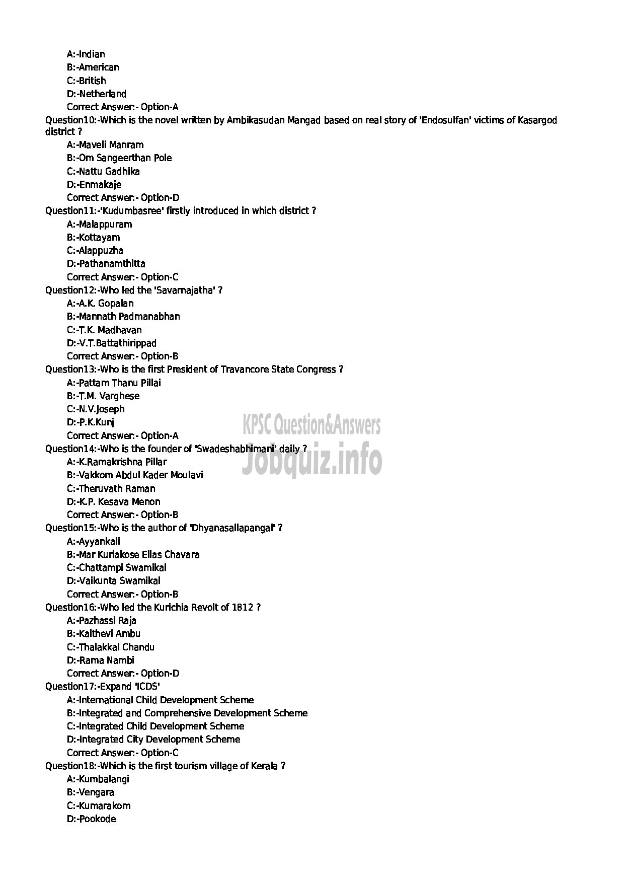 Kerala PSC Question Paper - MANAGER KERALA FOREST DEVELOPMENT CORPORATION-2