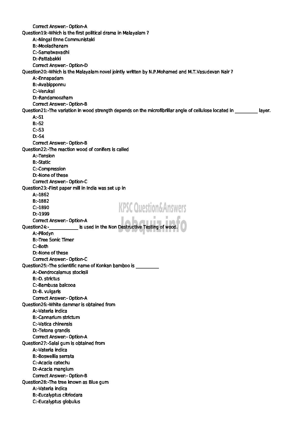 Kerala PSC Question Paper - MANAGER KERALA FOREST DEVELOPMENT CORPORATION-3