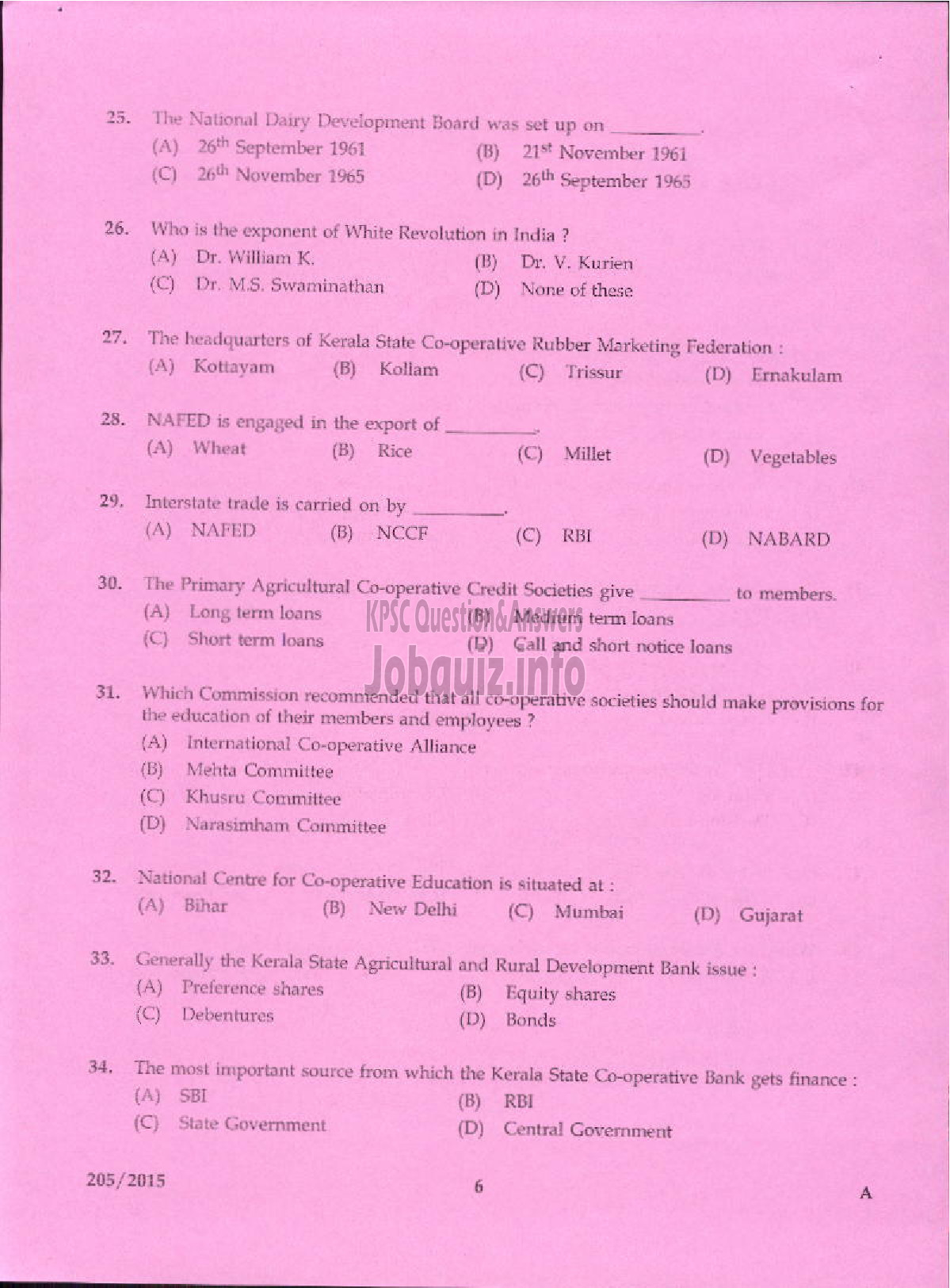 Kerala PSC Question Paper - MARKETING ORGANISER PART I AND PART II KCMMF LTD-4