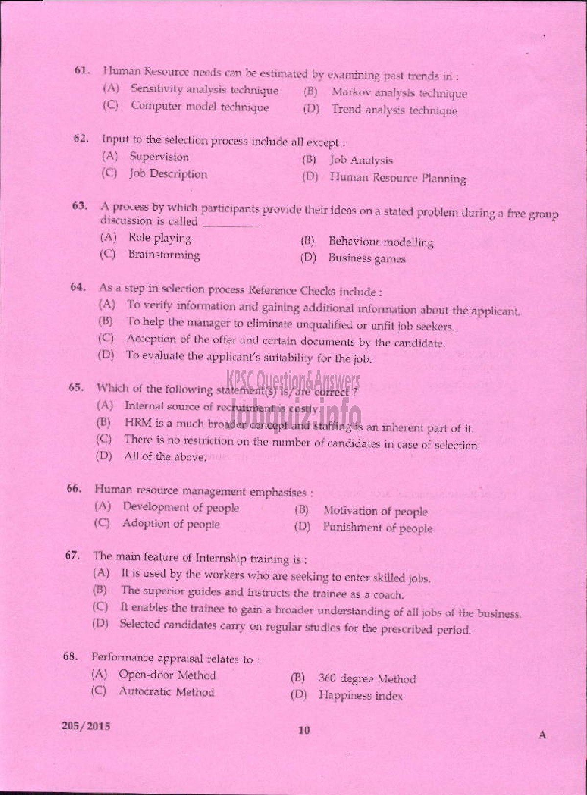 Kerala PSC Question Paper - MARKETING ORGANISER PART I AND PART II KCMMF LTD-8
