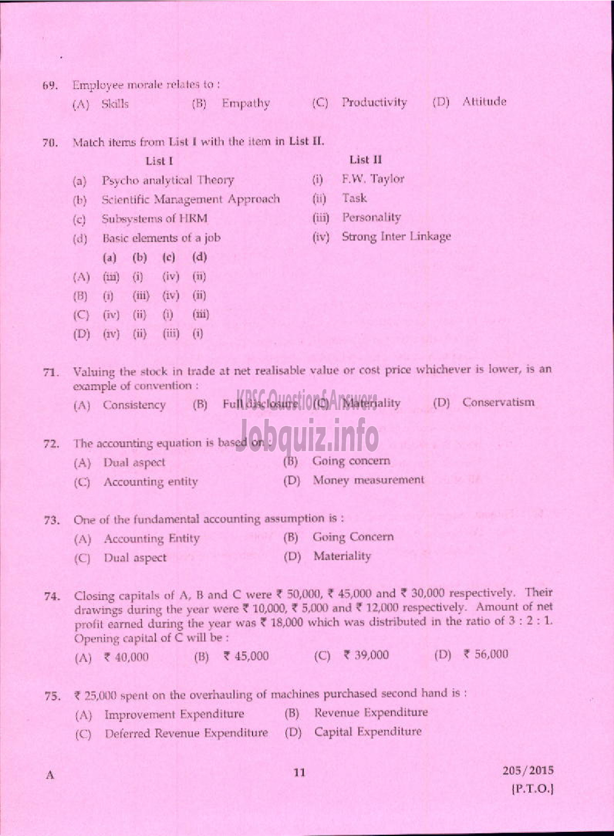 Kerala PSC Question Paper - MARKETING ORGANISER PART I AND PART II KCMMF LTD-9