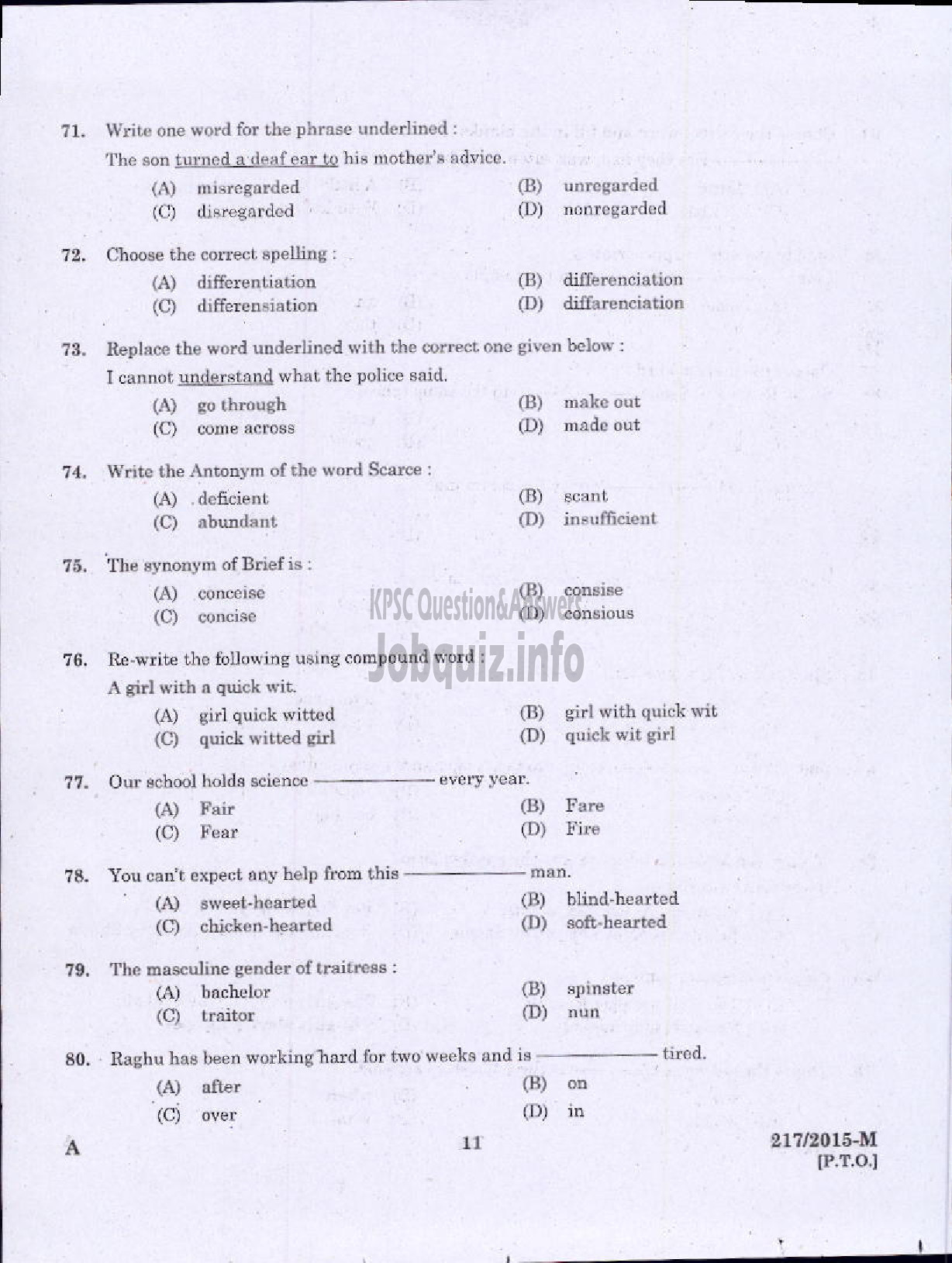 Kerala PSC Question Paper - MATRON GR I SOCIAL JUSTICE ( Malayalam ) -9