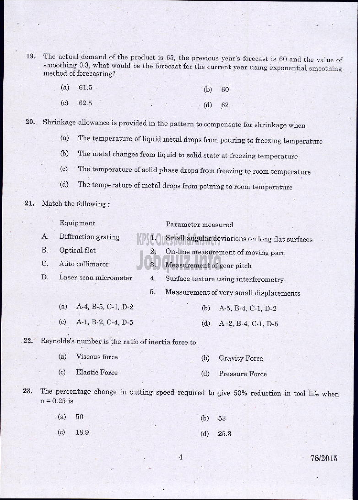 Kerala PSC Question Paper - MECHANICAL ENGINEERING-3
