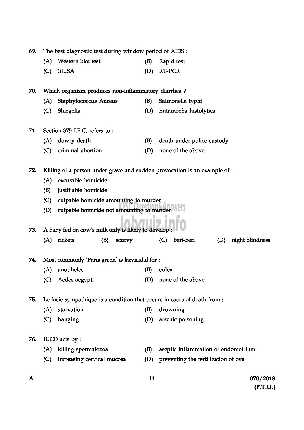 Kerala PSC Question Paper - MEDICAL OFFICER HOMOEO/ ASSISTANT INSURANCE MEDICAL OFFICER HOMOEO HOMOEOPATHY/ INSURANCE MEDICAL SERVICES-11