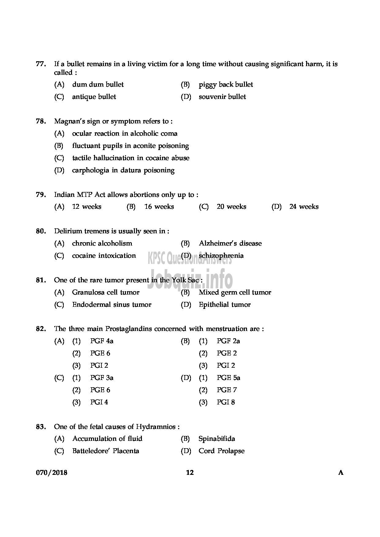 Kerala PSC Question Paper - MEDICAL OFFICER HOMOEO/ ASSISTANT INSURANCE MEDICAL OFFICER HOMOEO HOMOEOPATHY/ INSURANCE MEDICAL SERVICES-12