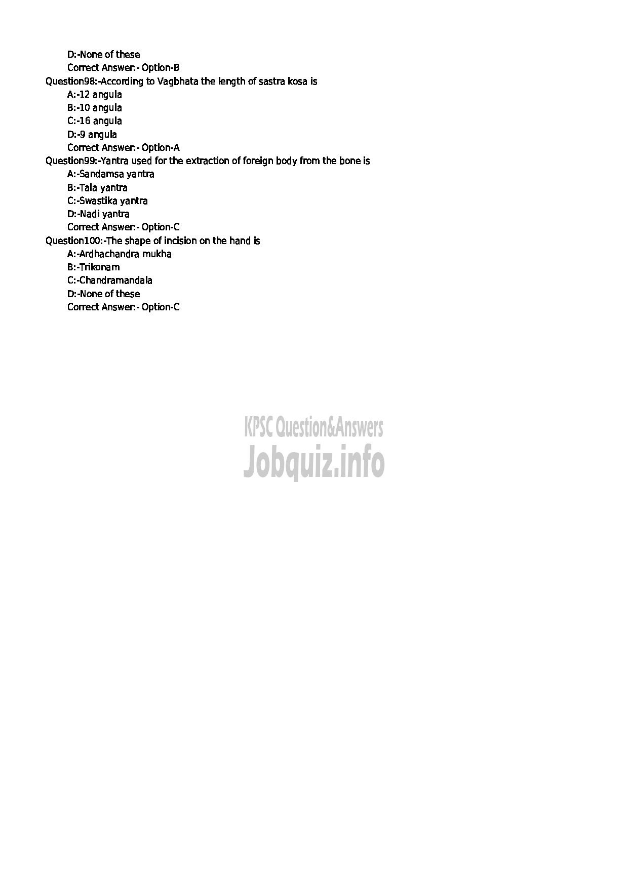 Kerala PSC Question Paper - MEDICAL OFFICER MARMA INDIAN SYSTEMS OF MEDICINE-11