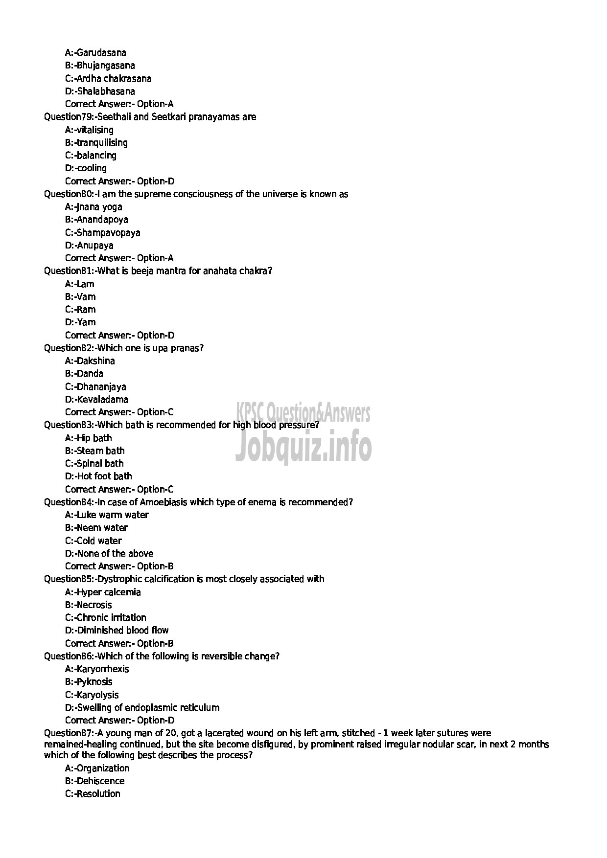 Kerala PSC Question Paper - MEDICAL OFFICER NATURE CARE-9