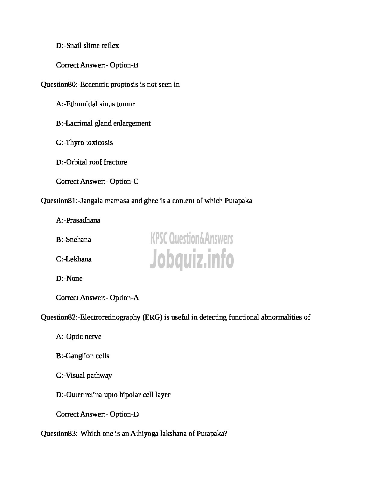 Kerala PSC Question Paper - MEDICAL OFFICER (NETRA) INDIAN SYSTEMS OF MEDICINE-24