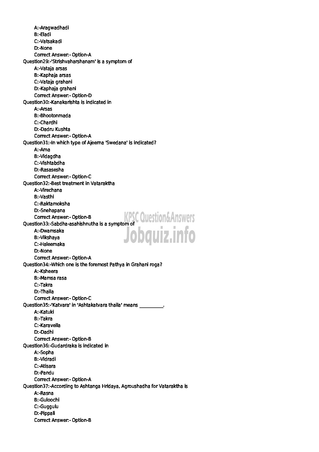 Kerala PSC Question Paper - MEDICAL OFFICER SICKLE CELL ANAEMIA INDIAN SYSTEMS OF MEDICINE-4