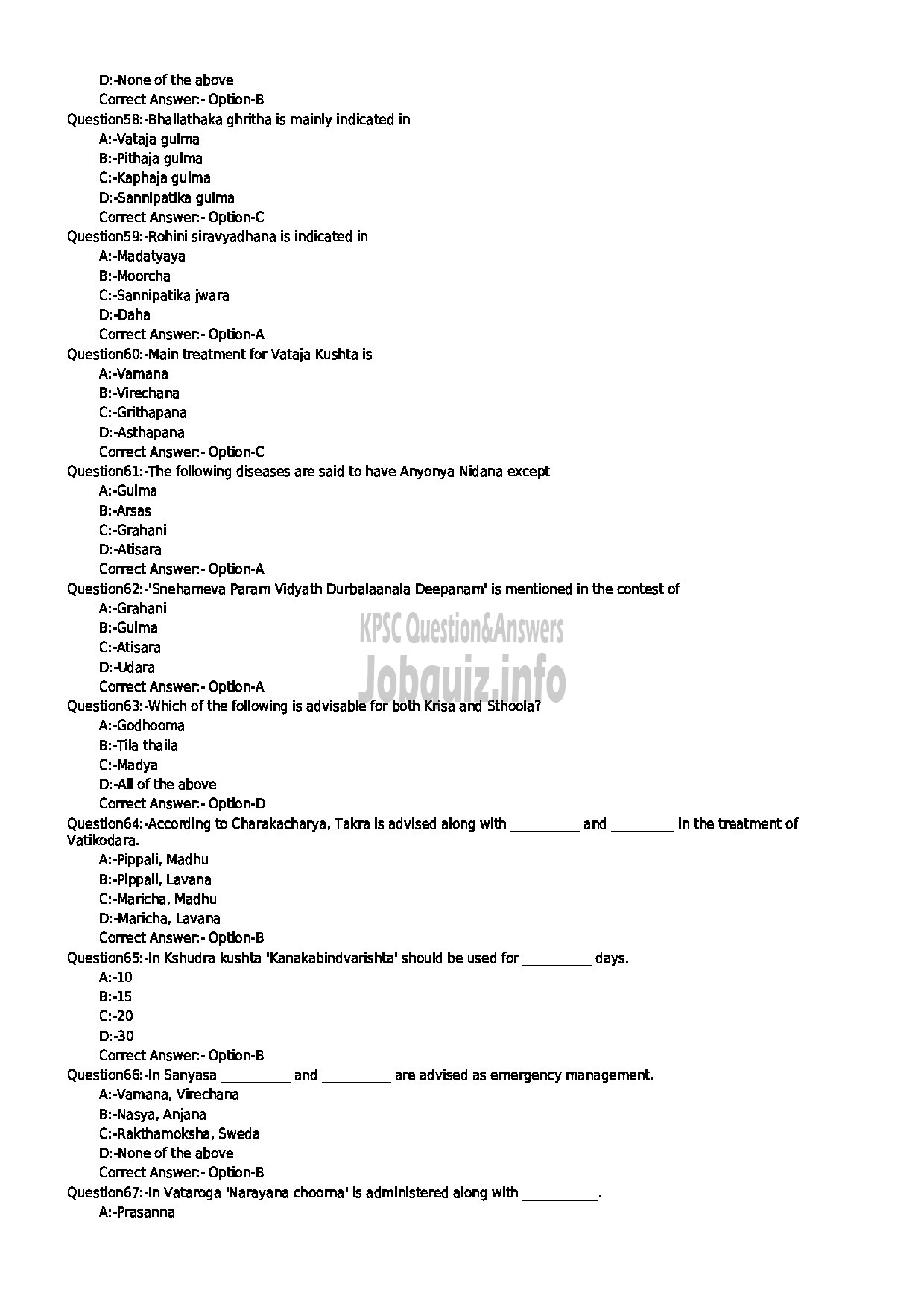 Kerala PSC Question Paper - MEDICAL OFFICER SICKLE CELL ANAEMIA INDIAN SYSTEMS OF MEDICINE-7