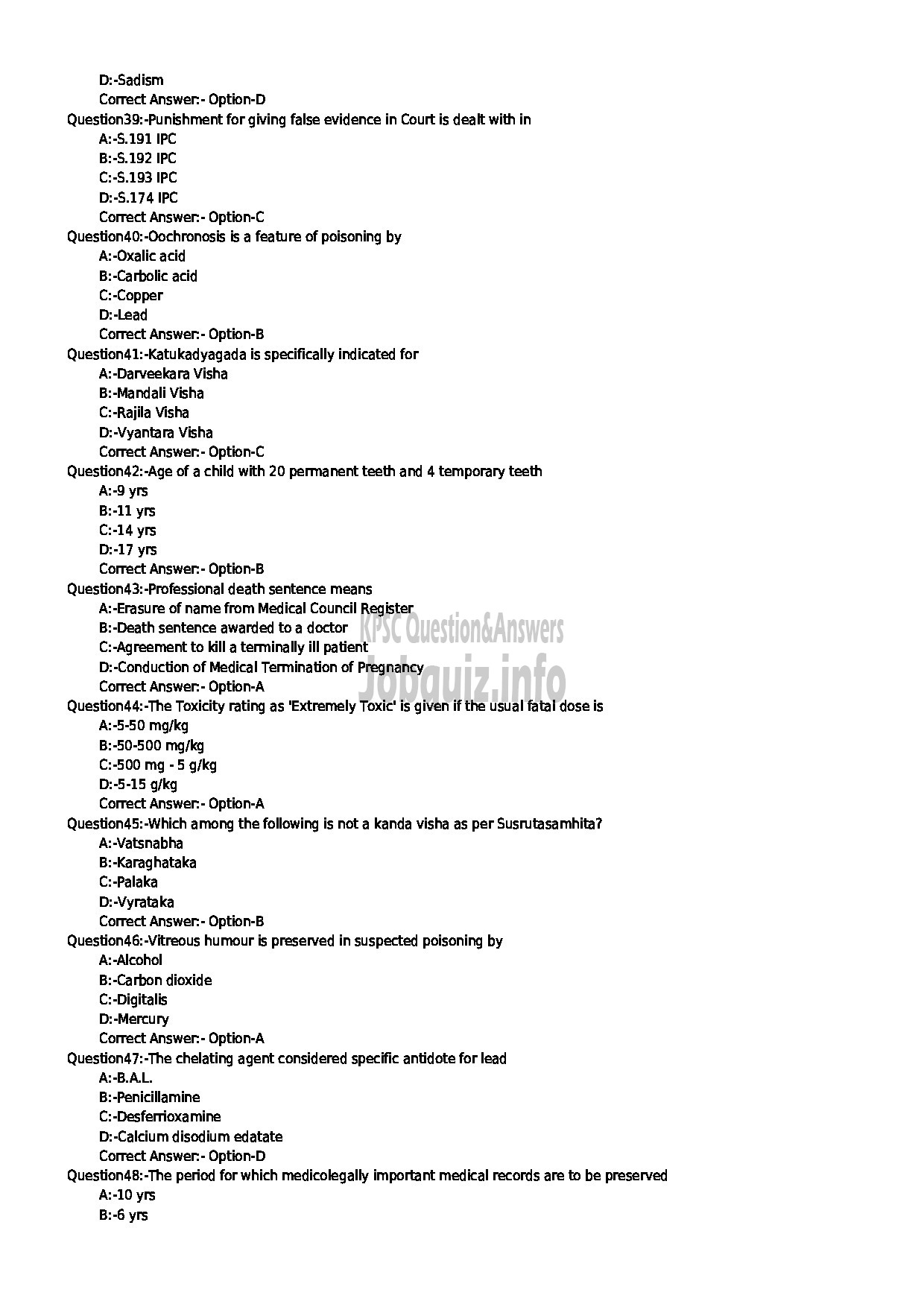 Kerala PSC Question Paper - MEDICAL OFFICER VISHA ISM-5