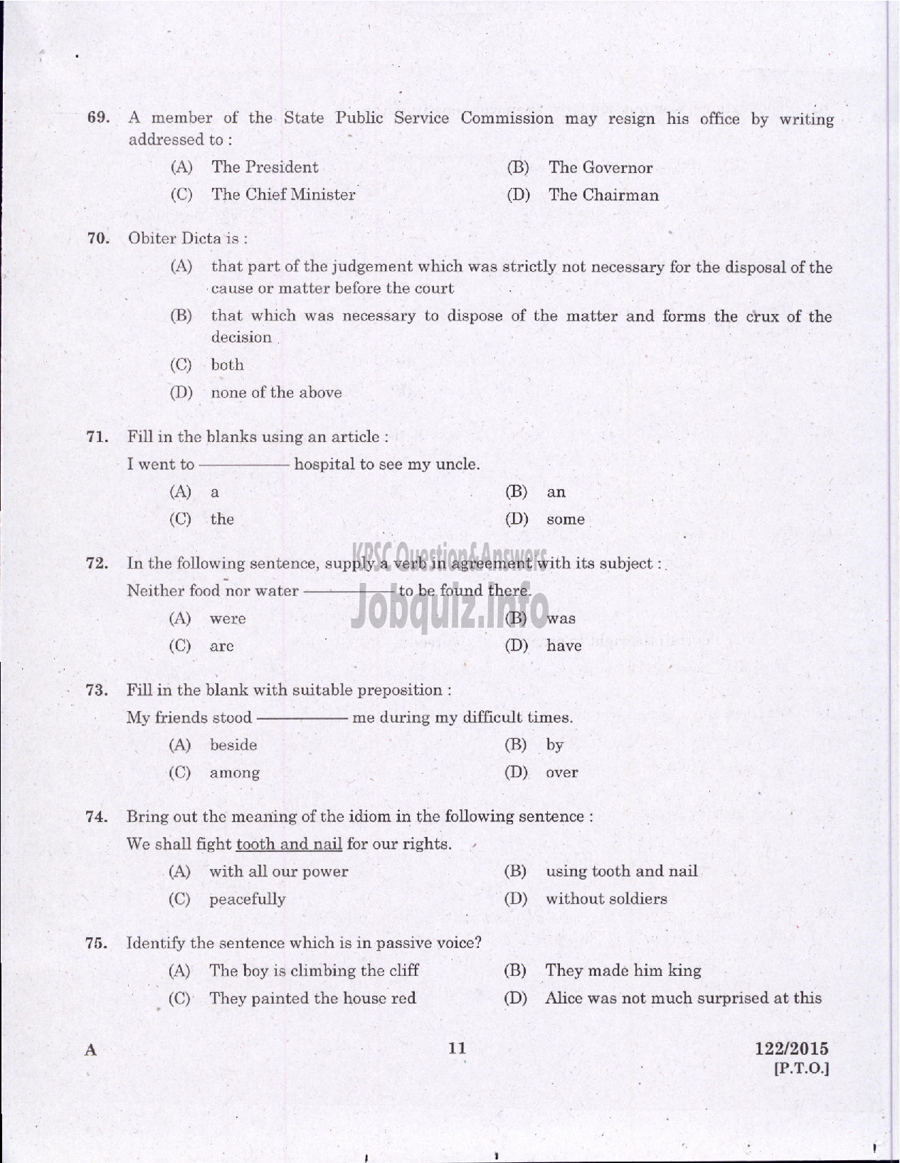 Kerala PSC Question Paper - MUNICIPAL SECRETARY GR III URBAN AFFAIRS/SECRETARY BLOCK PANCHAYAT RURAL DEVCELOPMENT-9