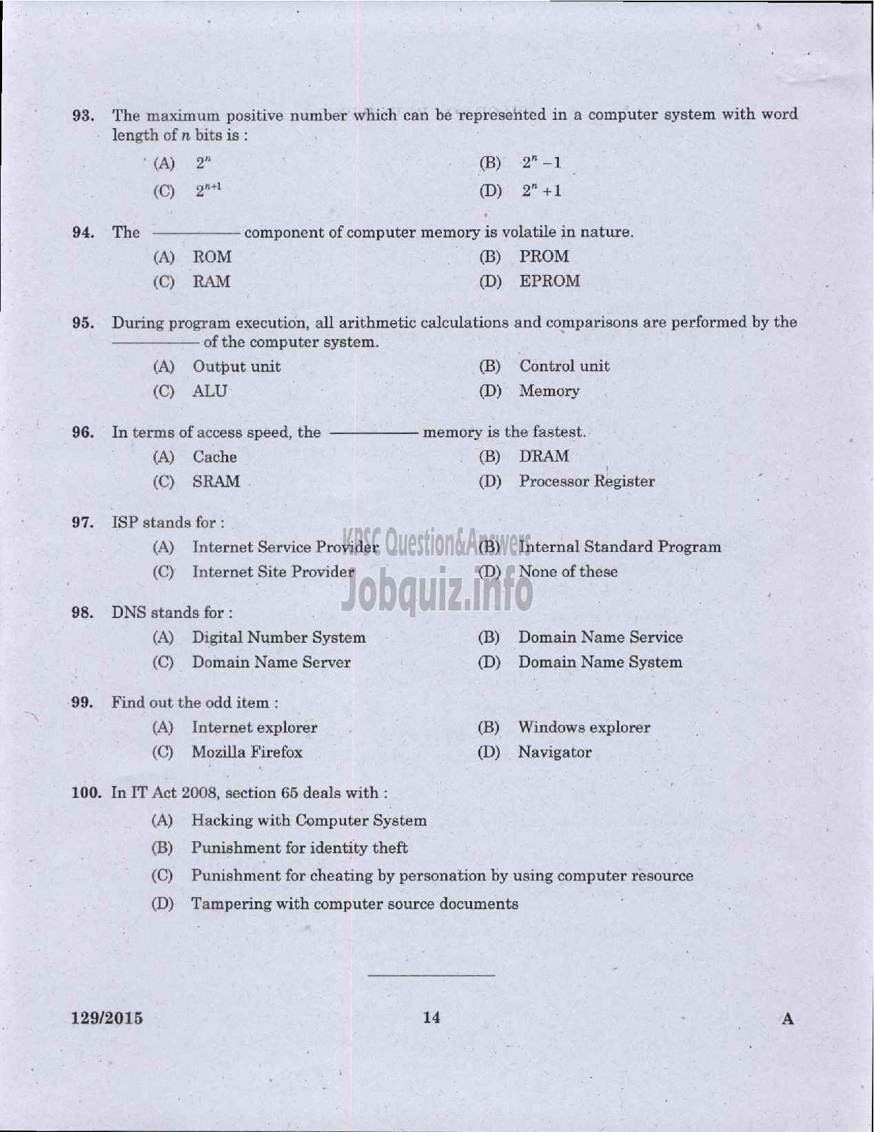 Kerala PSC Question Paper - MUNICIPAL SECRETARY GR III URBAN AFFAIRS SR FOR SC/ST-12